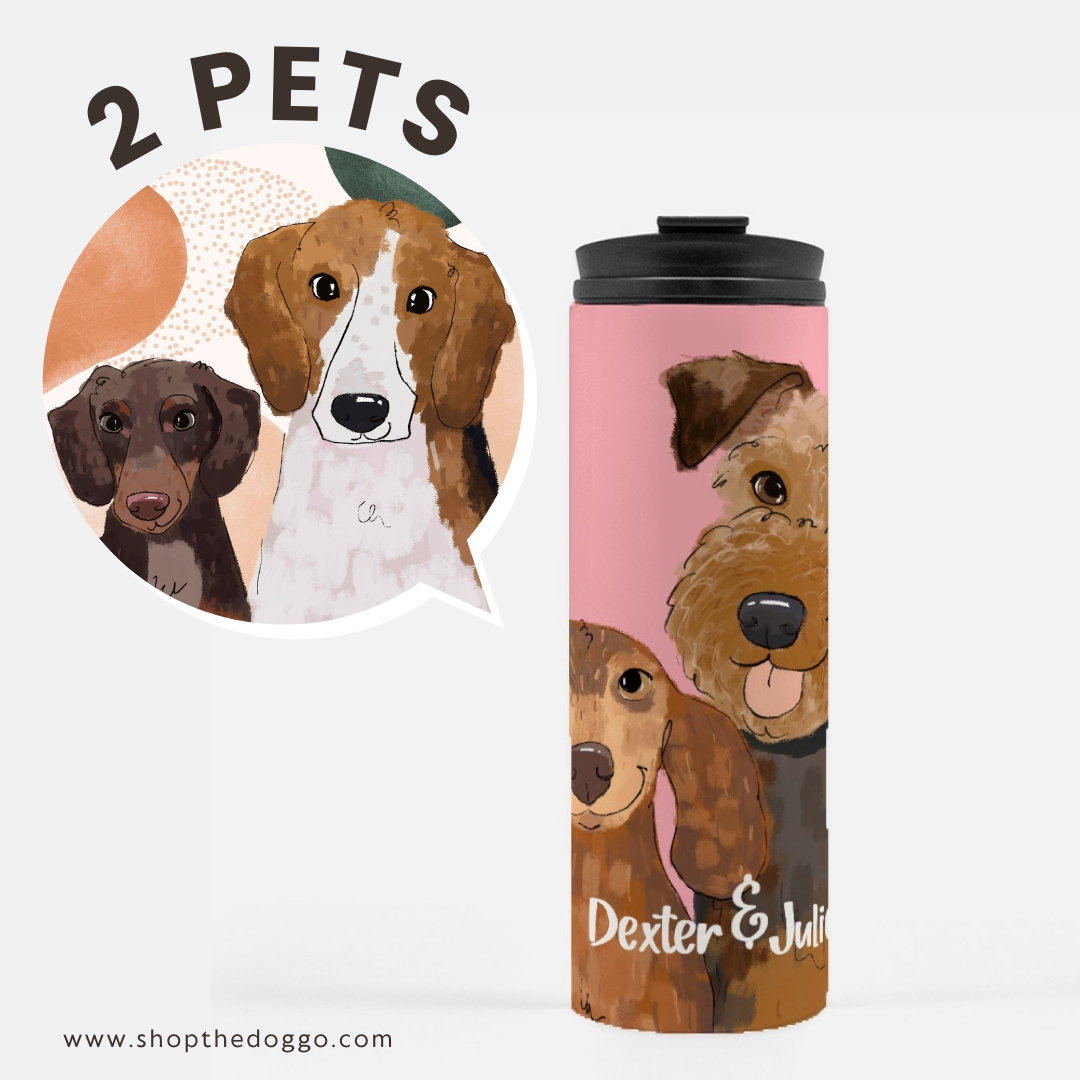 Custom Pet Portrait on Tumbler, Custom Cat Tumbler, Aesthetic Doggo