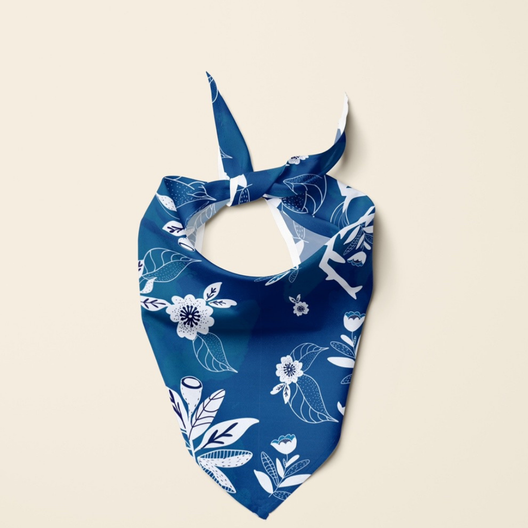 Blue Floral Dog Bandana | Aesthetic Doggo | The Doggo