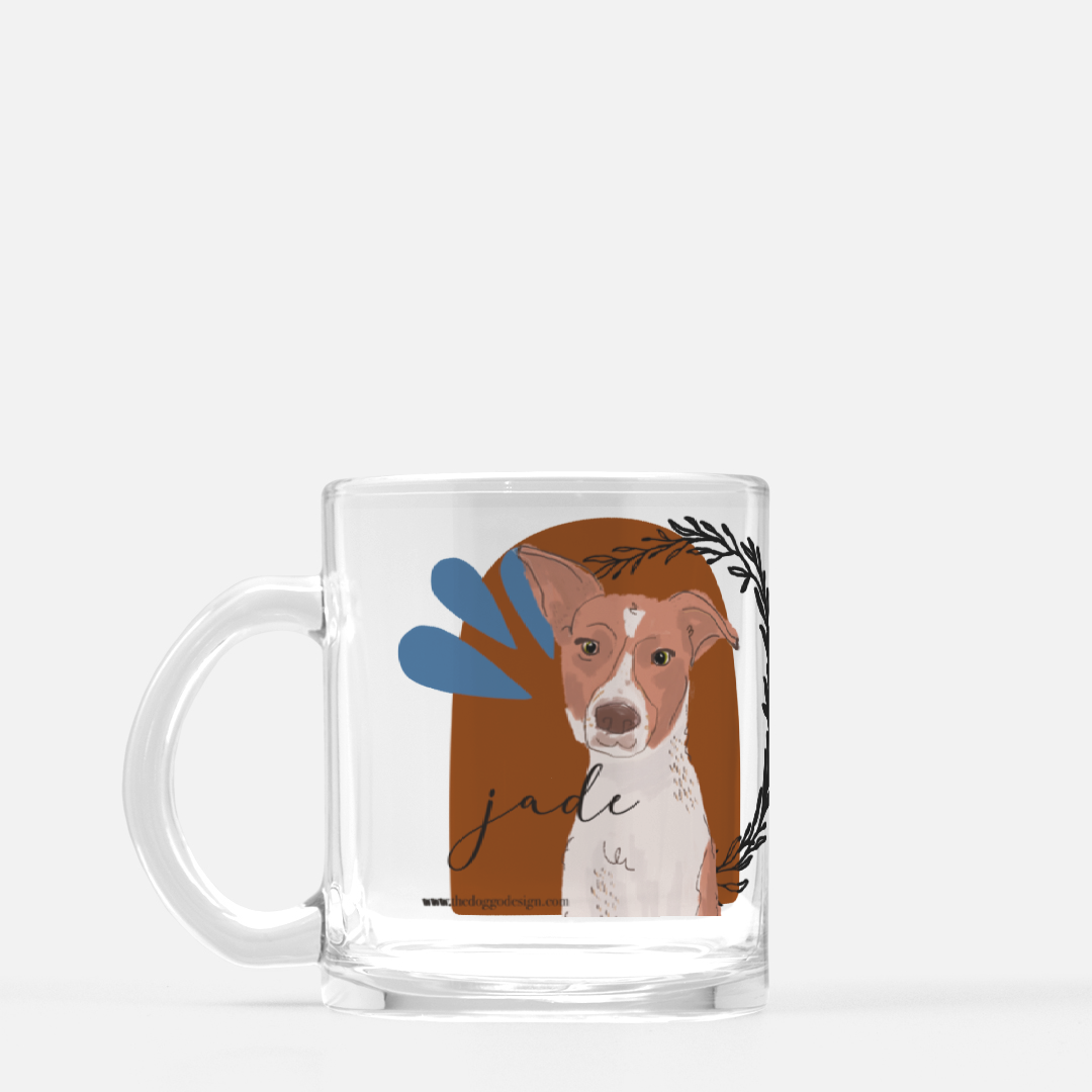 Clear Mug with Custom Pet Portrait by The Doggo