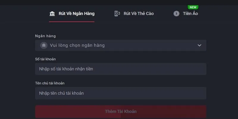Th&agrave;nh vi&ecirc;n h&atilde;y x&aacute;c minh t&agrave;i khoản hợp lệ để r&uacute;t tiền th&agrave;nh c&ocirc;ng